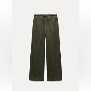 Zara Dark Green Wide-Leg Pants